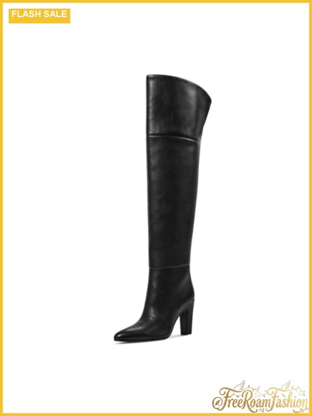 Wetkiss Women's Wide Calf Over the Knee Boots Chunky Block Heel Faux Leather